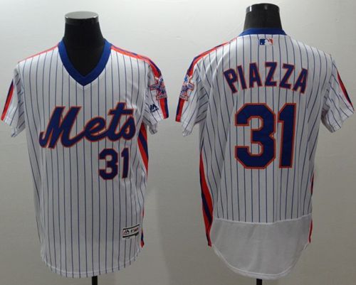 Mets #31 Mike Piazza White(Blue Strip) Flexbase Authentic Collection Alternate Stitched MLB Jersey - Click Image to Close